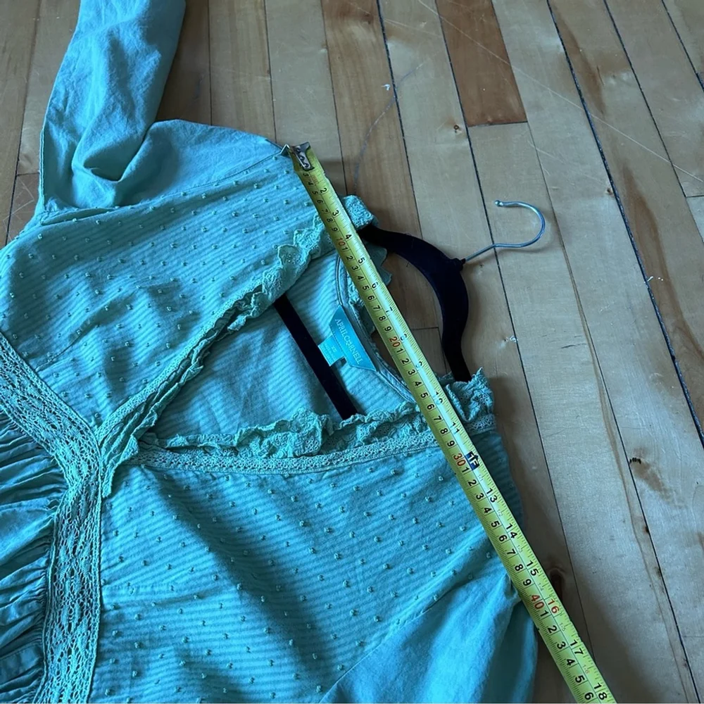 April Cornell Sz XS Green Dainty Long Sleeves Cotton Cottagecore Max Dress - Picture 10 of 13